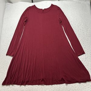 Old Navy Women's Large Long Sleeve A-Line Burgundy Red Pullover Dress Stretch